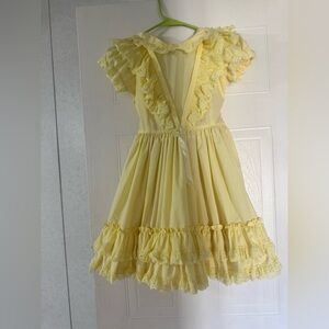 Charming Vintage Yellow Kids Dress with Ruffle Details